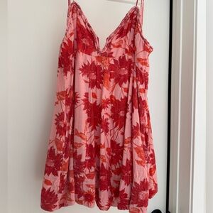 Free People Floral Red and Pink Sundress - Size L